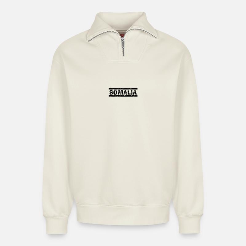 Somalia - Relaxed Unisex Organic Half Zip Sweatshirt – von SPREAD - Naturweiß