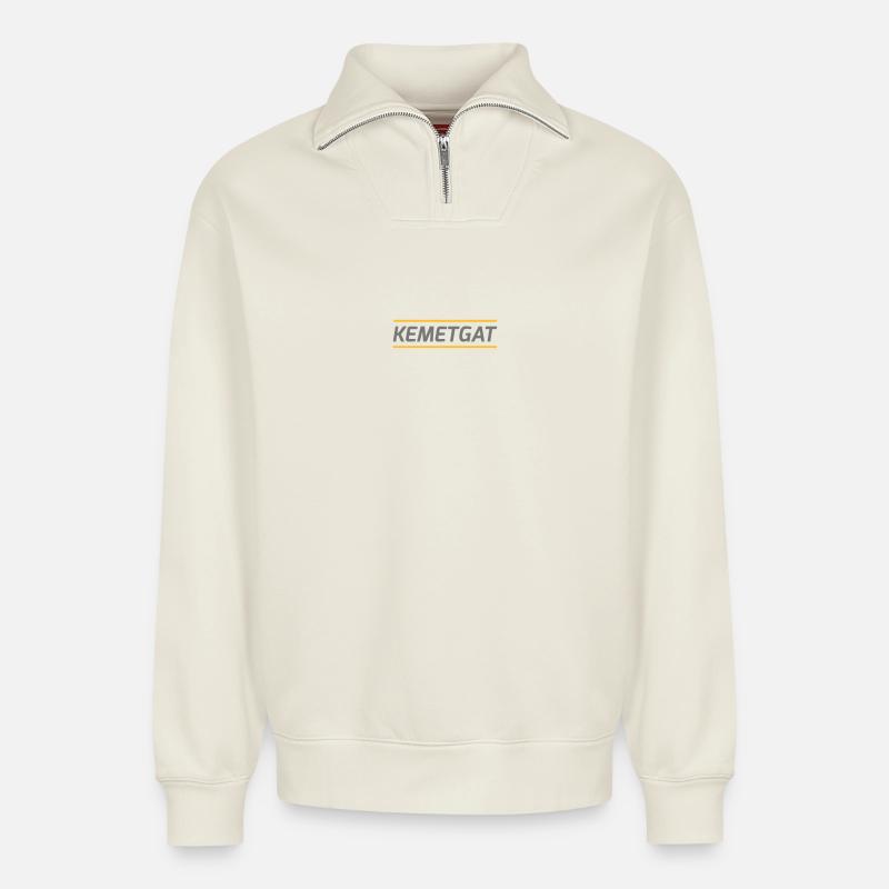 Kemetga - Dialecte anversois - Sweat unisexe décontracté en coton biologique à demi-zip – de SPREAD - blanc cassé