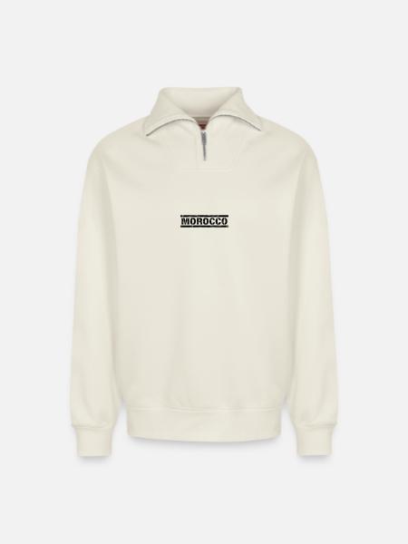 Morocco - Relaxed Unisex Organic Half Zip Sweatshirt – by SPREAD - off white