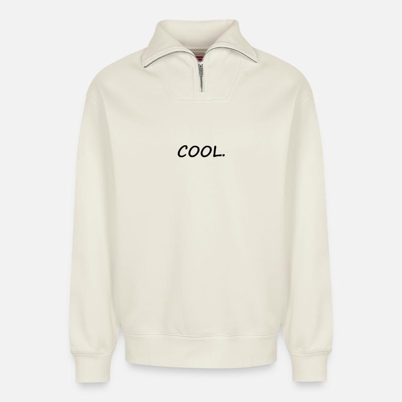 COOL - Relaxed Unisex Organic Half Zip Sweatshirt – von SPREAD - Naturweiß