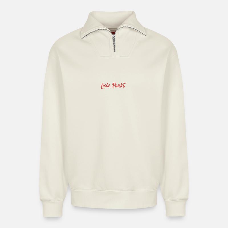Liebe Punkt - Relaxed Unisex Organic Half Zip Sweatshirt – von SPREAD - Naturweiß