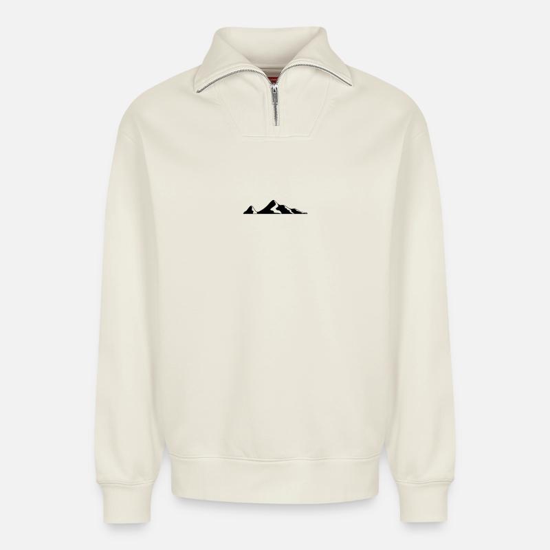 Berg - Relaxed Unisex Organic Half Zip Sweatshirt – von SPREAD - Naturweiß