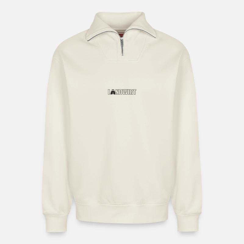 beruf landwirt traktor - Relaxed Unisex Organic Half Zip Sweatshirt – von SPREAD - Naturweiß