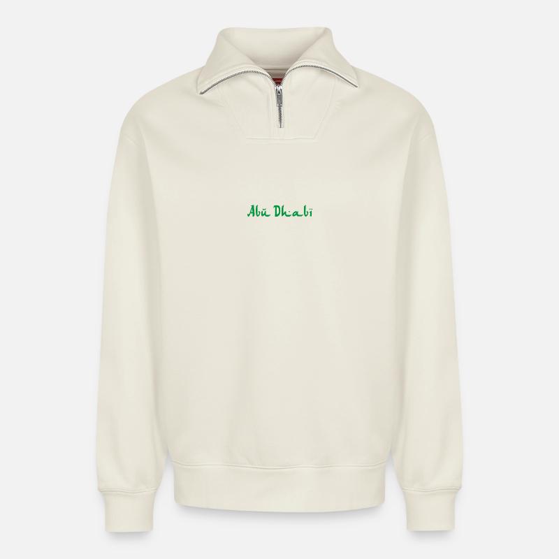 Abu Dhabi - Relaxed Unisex Organic Half Zip Sweatshirt – by SPREAD - off white