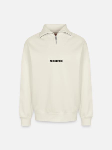 Acid House - Relaxed Unisex Organic Half Zip Sweatshirt – by SPREAD - off white