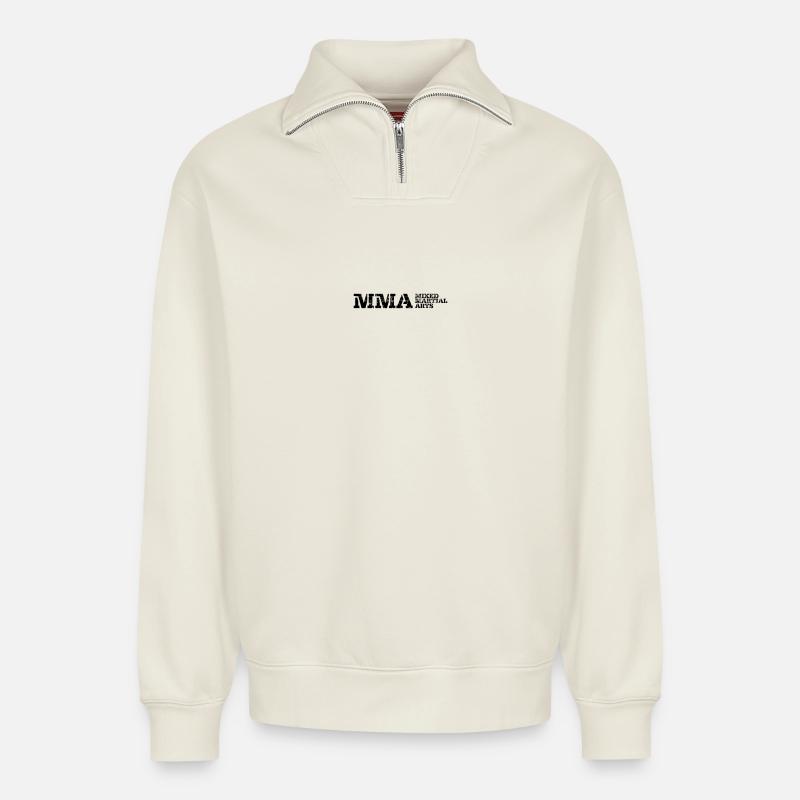 MMA - Relaxed Unisex Organic Half Zip Sweatshirt – by SPREAD - off white