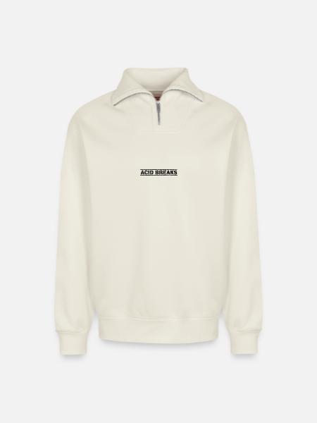 Acid Breaks - Relaxed Unisex Organic Half Zip Sweatshirt – by SPREAD - off white