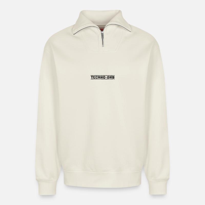 Techno DNB - Relaxed Unisex Organic Half Zip Sweatshirt – von SPREAD - Naturweiß