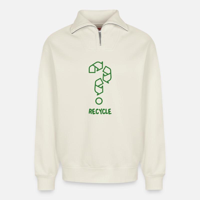 Recyceln - Relaxed Unisex Organic Half Zip Sweatshirt – von SPREAD - Naturweiß