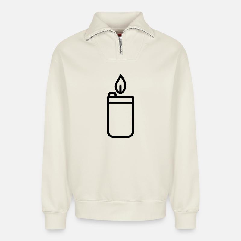 briquet - Sweat unisexe décontracté en coton biologique à demi-zip – de SPREAD - blanc cassé