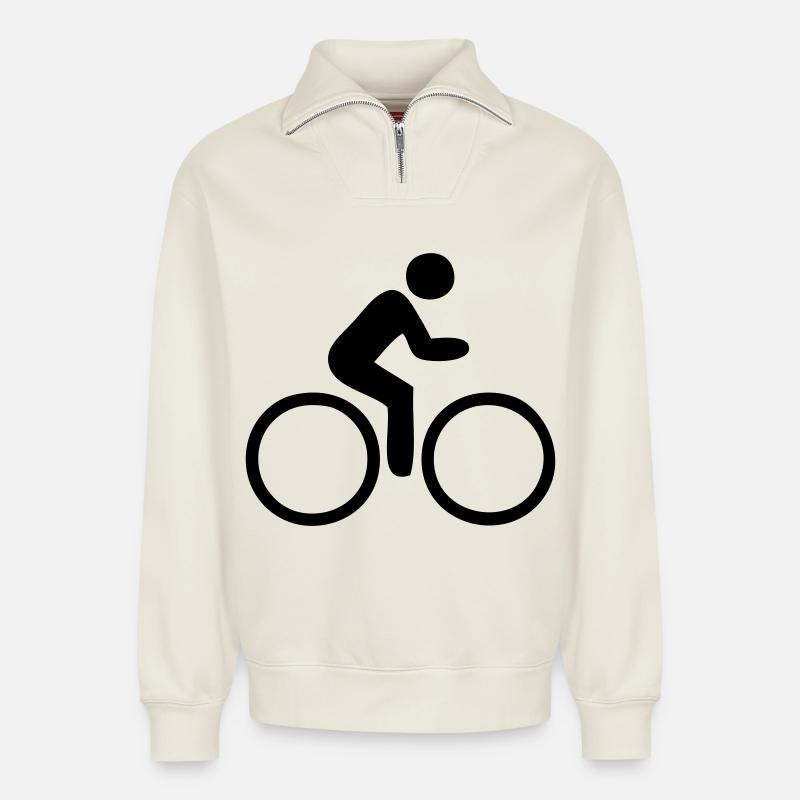 Velofahrer - Relaxed Unisex Organic Half Zip Sweatshirt – von SPREAD - Naturweiß