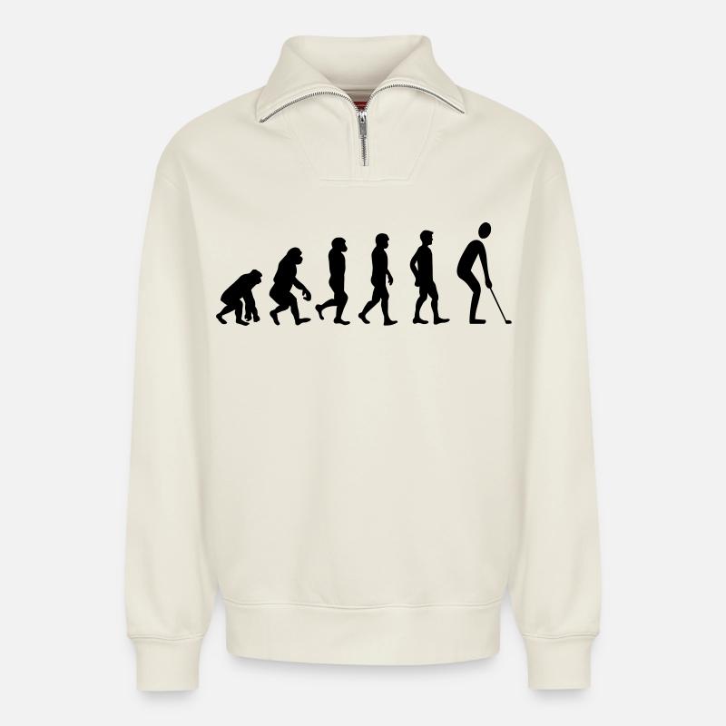 Evolution Golf - Relaxed Unisex Organic Half Zip Sweatshirt – by SPREAD - off white