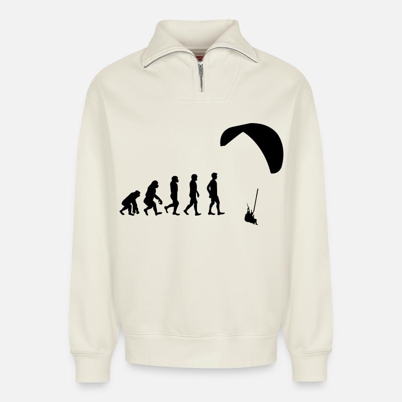 Evolution glider - Relaxed Unisex Organic Half Zip Sweatshirt – by SPREAD - off white