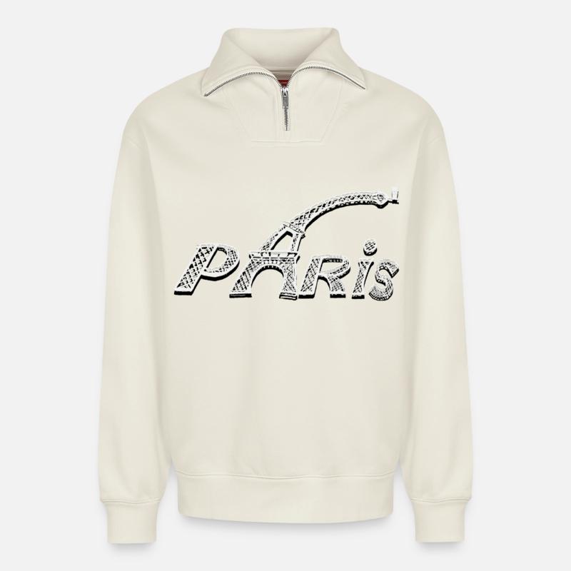 PARIS - Relaxed Unisex Organic Half Zip Sweatshirt – von SPREAD - Naturweiß