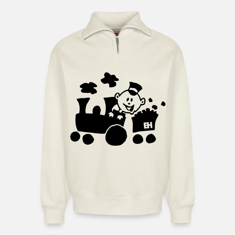 Zug - Relaxed Unisex Organic Half Zip Sweatshirt – von SPREAD - Naturweiß