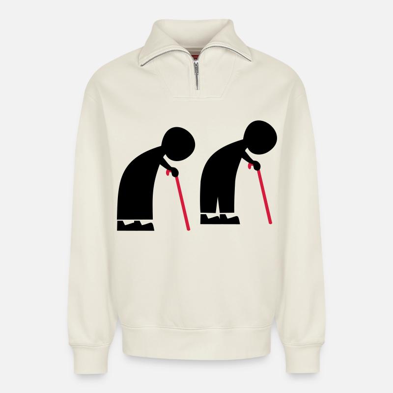 People - Relaxed Unisex Organic Half Zip Sweatshirt – by SPREAD - off white