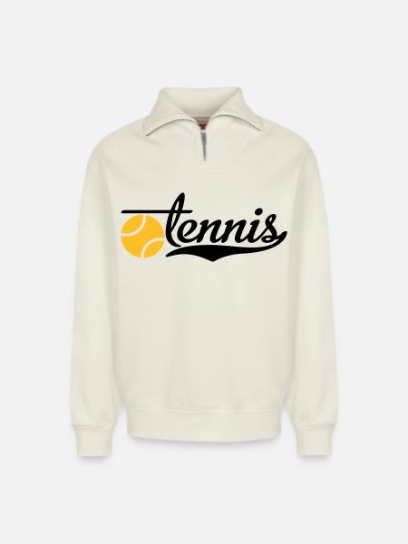 Tennis - Relaxed Unisex Organic Half Zip Sweatshirt – von SPREAD - Naturweiß