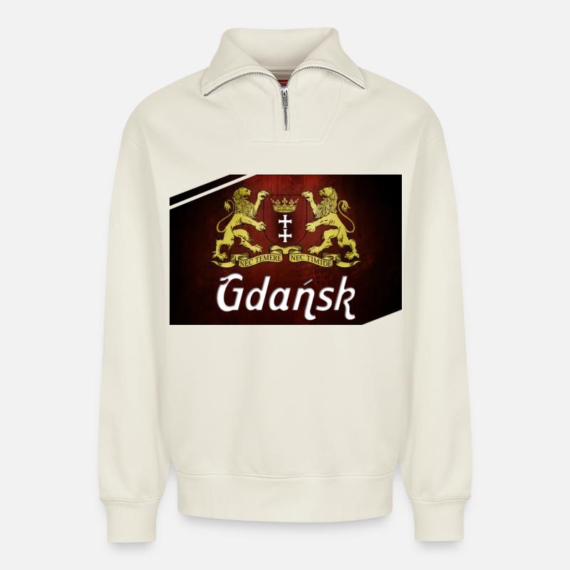 Danzig - Polen - Relaxed Unisex Organic Half Zip Sweatshirt – von SPREAD - Naturweiß