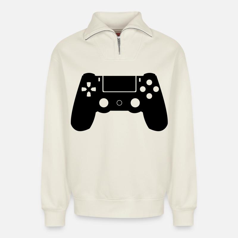Controller - Relaxed Unisex Organic Half Zip Sweatshirt – by SPREAD - off white