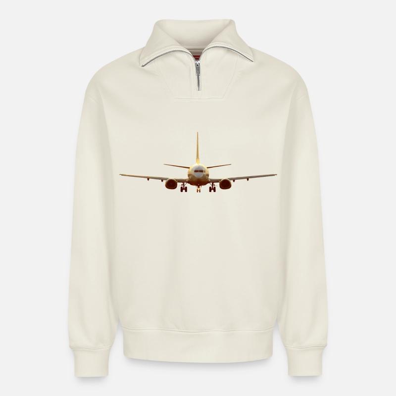 737 - Relaxed Unisex Organic Half Zip Sweatshirt – von SPREAD - Naturweiß