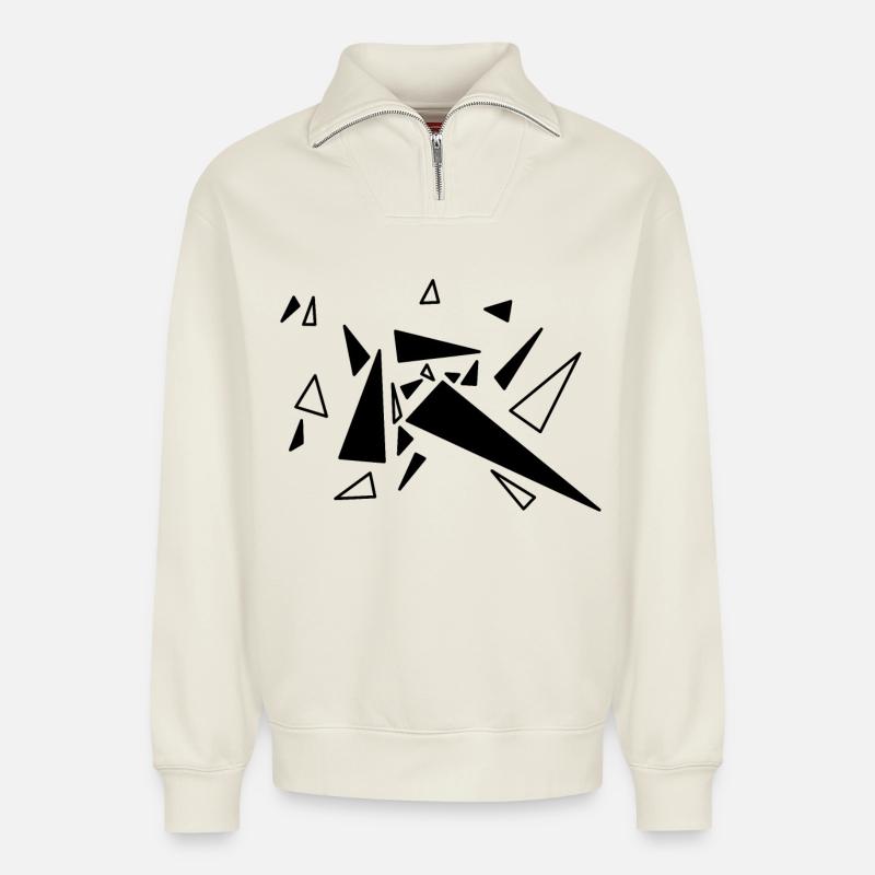 triangle - Sweat unisexe décontracté en coton biologique à demi-zip – de SPREAD - blanc cassé