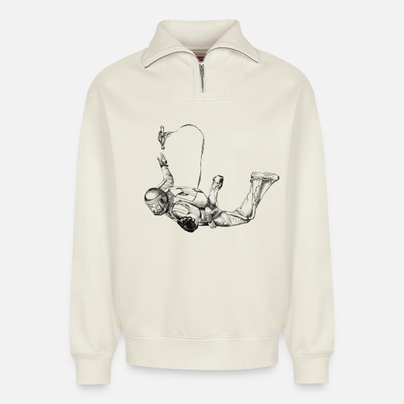 Skydiver - Relaxed Unisex Organic Half Zip Sweatshirt – von SPREAD - Naturweiß