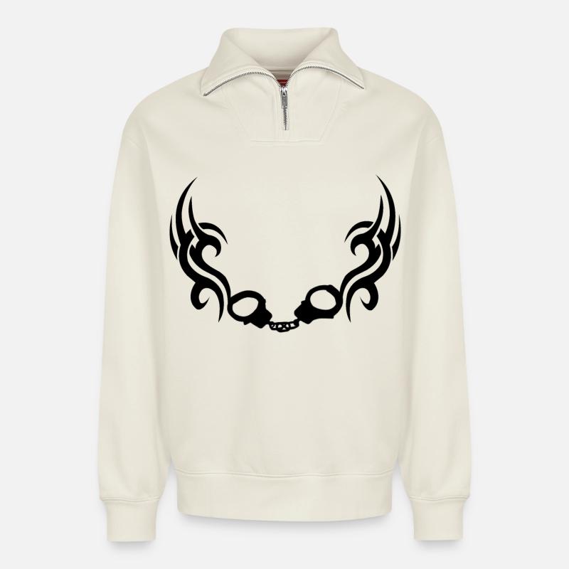 Hand-schellentrible - Relaxed Unisex Organic Half Zip Sweatshirt – by SPREAD - off white