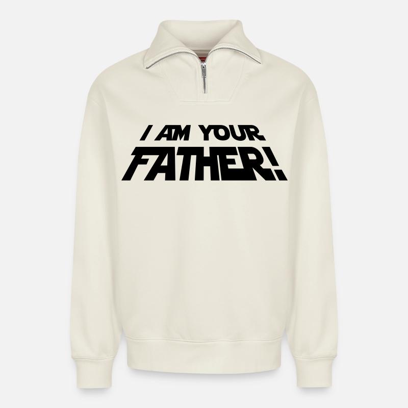 I'm Your Father - Sweat unisexe décontracté en coton biologique à demi-zip – de SPREAD - blanc cassé