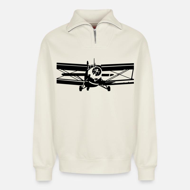 Antonov 2 - Relaxed Unisex Organic Half Zip Sweatshirt – von SPREAD - Naturweiß