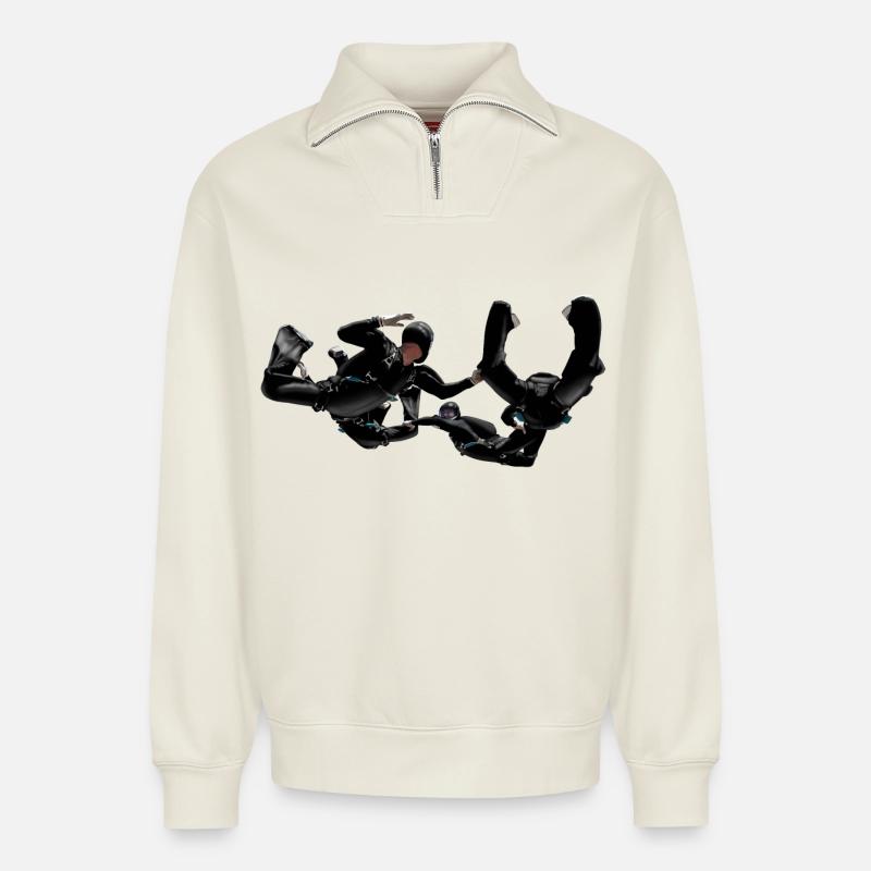 Skydivers - Relaxed Unisex Organic Half Zip Sweatshirt – von SPREAD - Naturweiß
