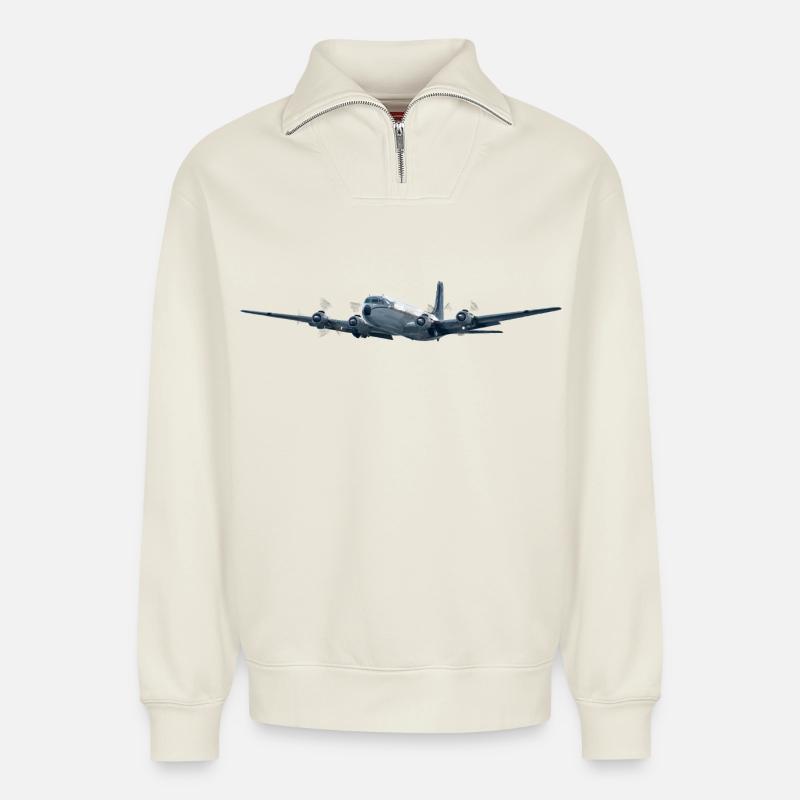 DC-4 - Relaxed Unisex Organic Half Zip Sweatshirt – von SPREAD - Naturweiß