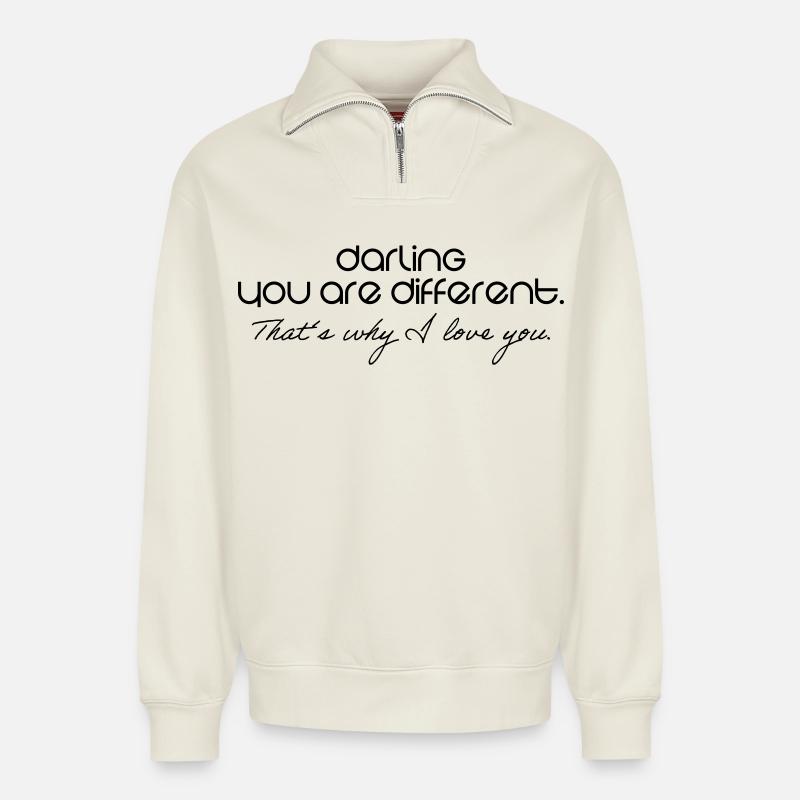 Romantisch - Relaxed Unisex Organic Half Zip Sweatshirt – von SPREAD - Naturweiß
