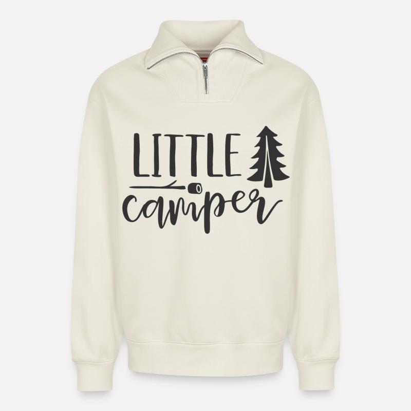 Kleiner Camper - Relaxed Unisex Organic Half Zip Sweatshirt – von SPREAD - Naturweiß