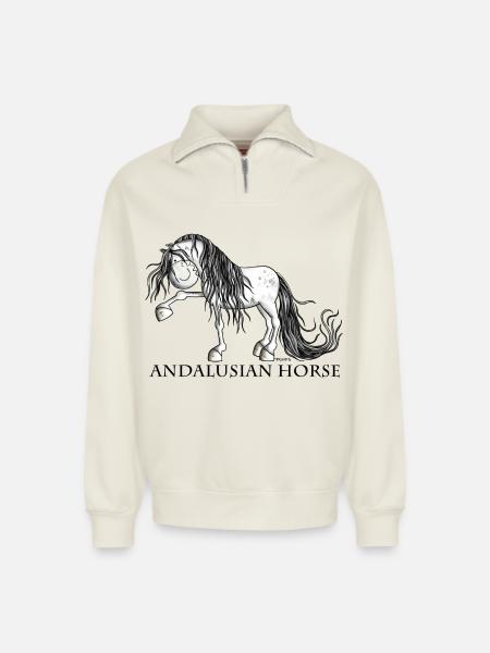 Süßer Andalusier - Relaxed Unisex Organic Half Zip Sweatshirt – von SPREAD - Naturweiß