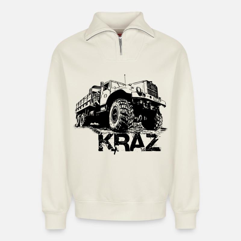 KrAZ-255 - Relaxed Unisex Organic Half Zip Sweatshirt – von SPREAD - Naturweiß