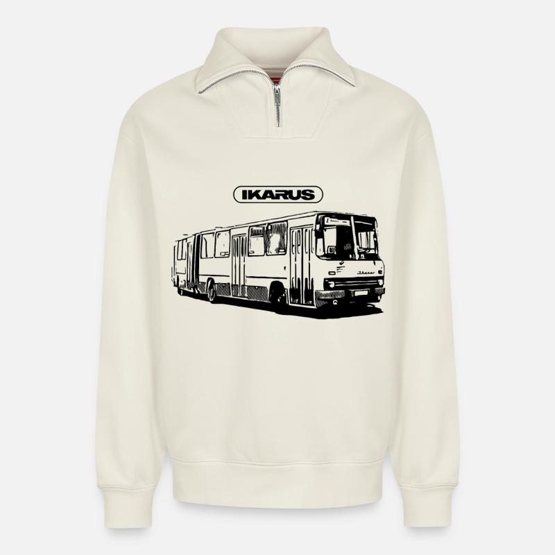 IKARUS 280 - Relaxed Unisex Organic Half Zip Sweatshirt – von SPREAD - Naturweiß