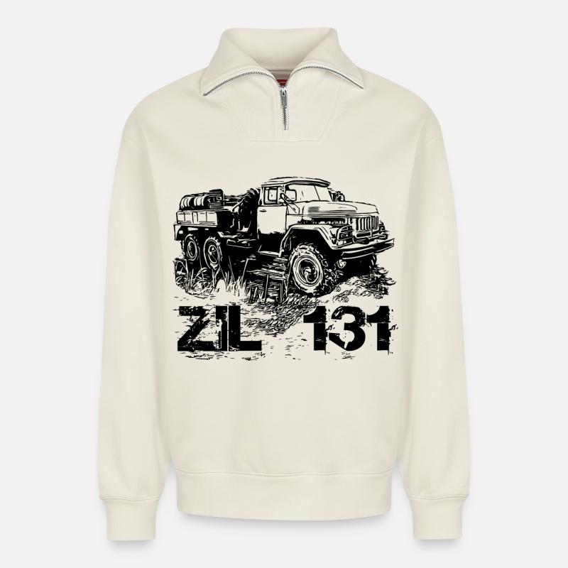 ZIL 131 - Relaxed Unisex Organic Half Zip Sweatshirt – von SPREAD - Naturweiß
