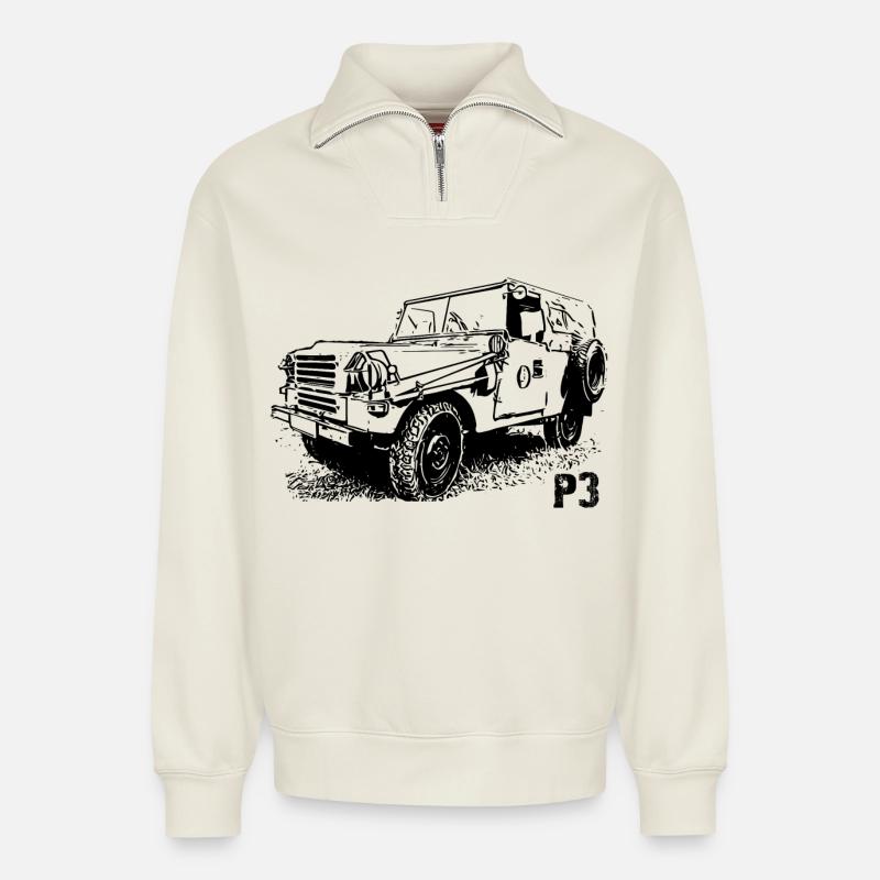 IFA - P3 - Sachsenring - Relaxed Unisex Organic Half Zip Sweatshirt – von SPREAD - Naturweiß