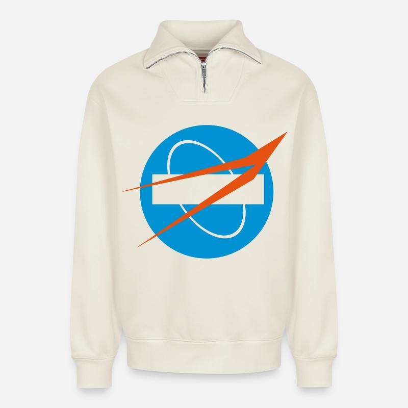 Space Geometry - Relaxed Unisex Organic Half Zip Sweatshirt – by SPREAD - off white