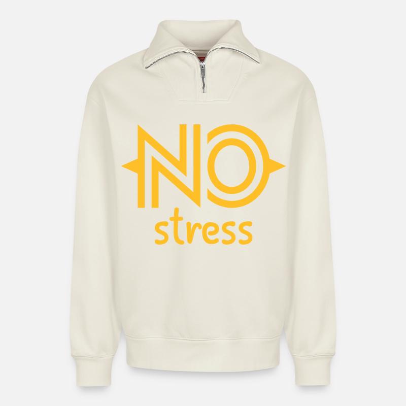 Kein Stress - Relaxed Unisex Organic Half Zip Sweatshirt – von SPREAD - Naturweiß