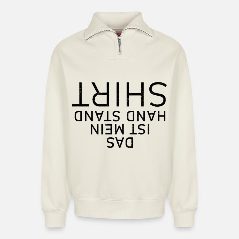 Handstand - Relaxed Unisex Organic Half Zip Sweatshirt – von SPREAD - Naturweiß