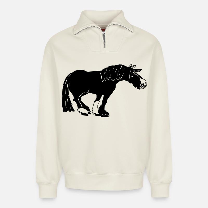 funny Tinker black, Irish Cob - Relaxed Unisex Organic Half Zip Sweatshirt – by SPREAD - off white