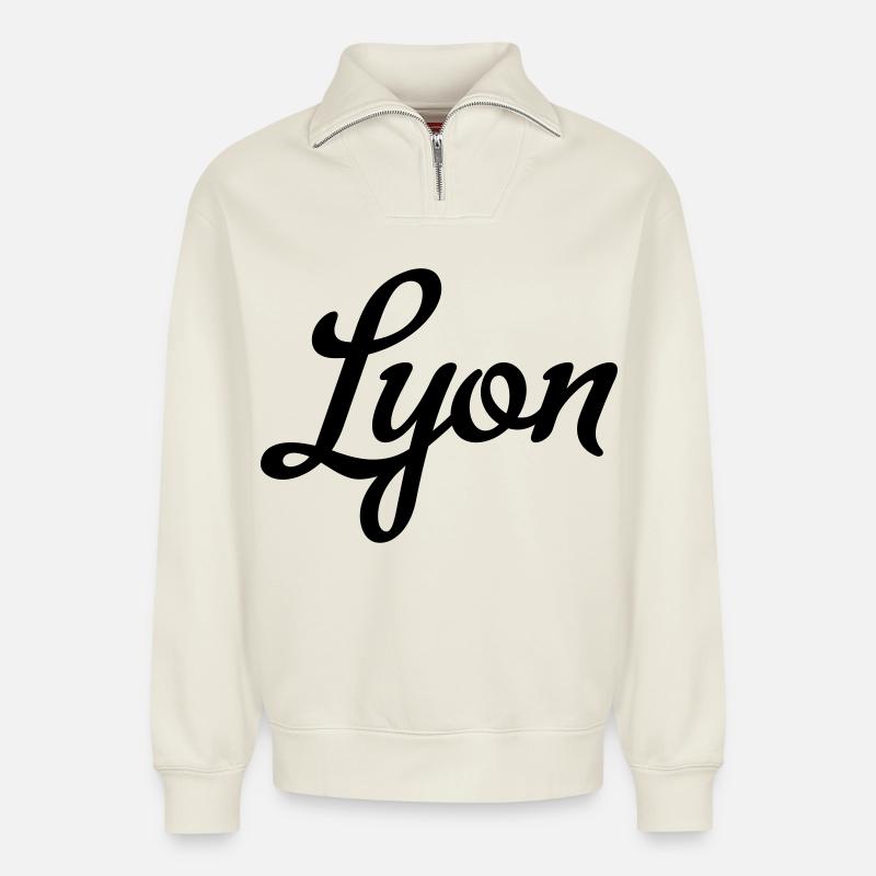 Lyon - Relaxed Unisex Organic Half Zip Sweatshirt – by SPREAD - off white