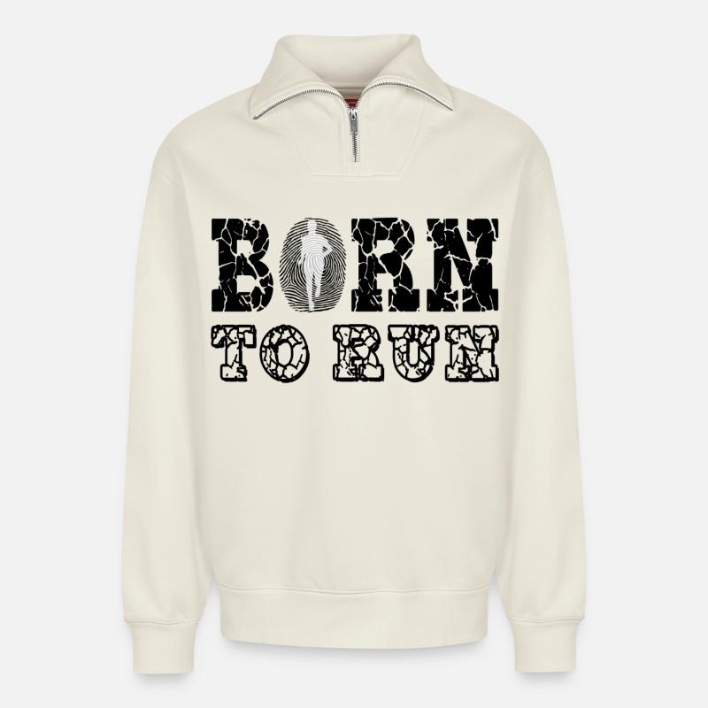 Runner - Relaxed Unisex Organic Half Zip Sweatshirt – von SPREAD - Naturweiß