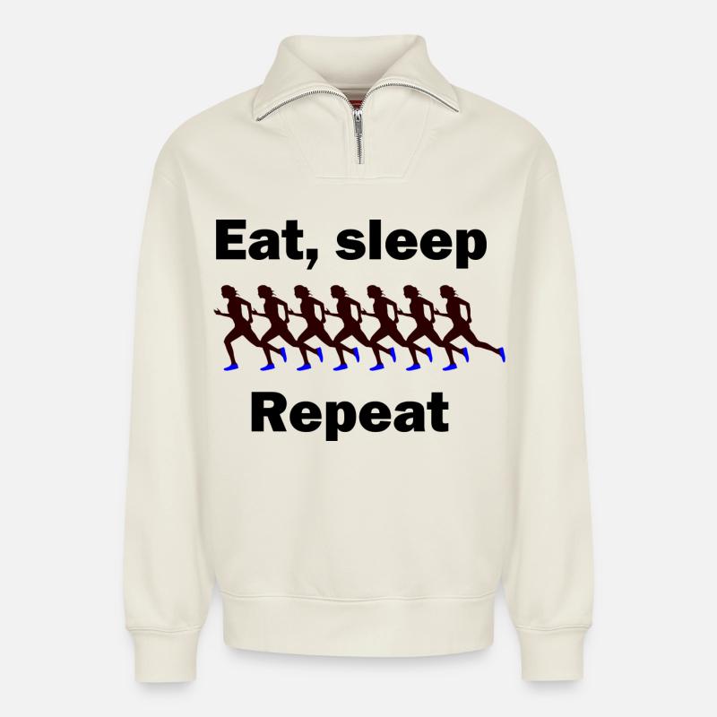 Läufer und Jogger - Relaxed Unisex Organic Half Zip Sweatshirt – von SPREAD - Naturweiß