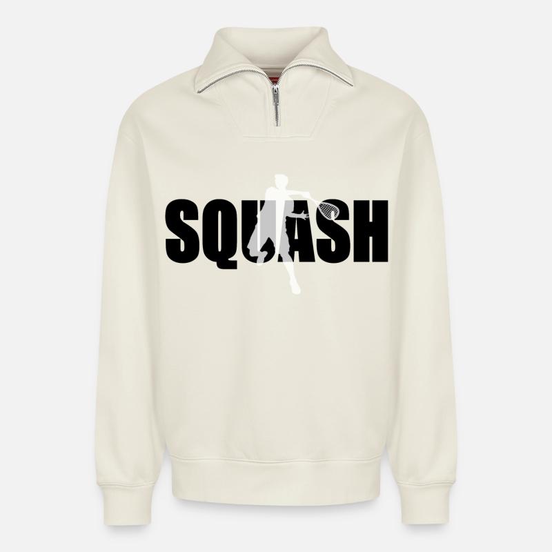 Squash - Sweat unisexe décontracté en coton biologique à demi-zip – de SPREAD - blanc cassé