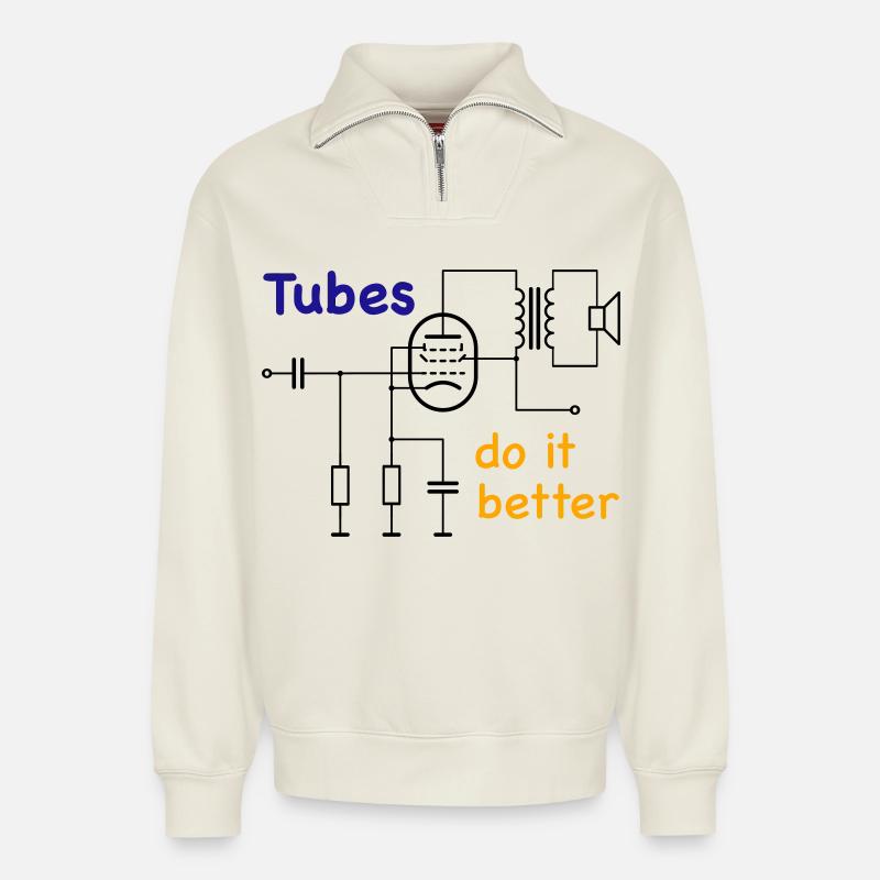 Vacuum Tubes do it better - Relaxed Unisex Organic Half Zip Sweatshirt – von SPREAD - Naturweiß
