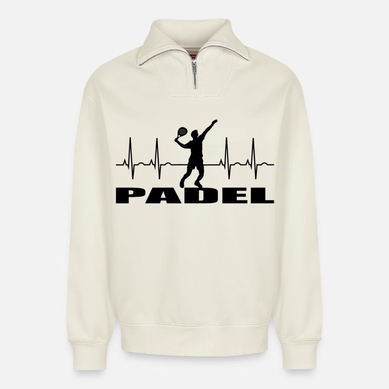 Padel - Relaxed Unisex Organic Half Zip Sweatshirt – von SPREAD - Naturweiß