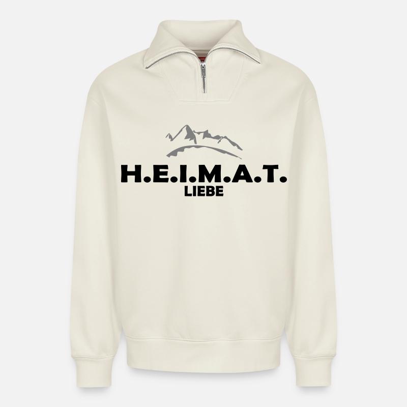 Heimat - Relaxed Unisex Organic Half Zip Sweatshirt – von SPREAD - Naturweiß