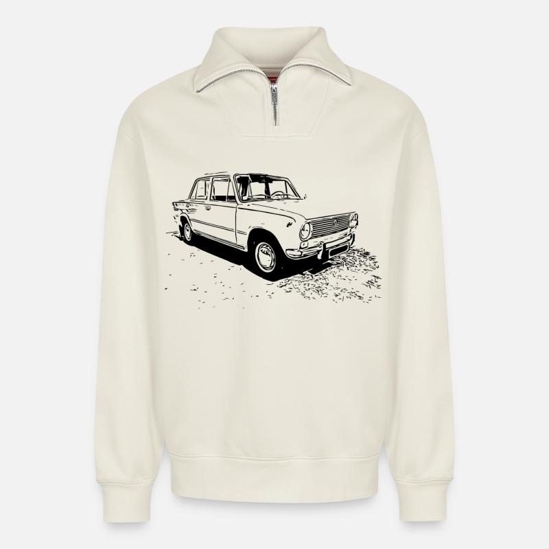 WAS 2101 - Relaxed Unisex Organic Half Zip Sweatshirt – von SPREAD - Naturweiß